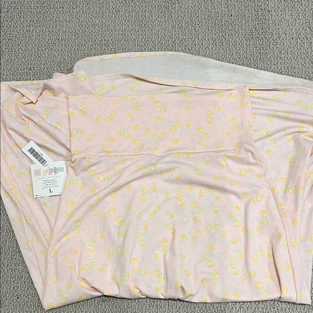LuLaRoe Lemon Print Pajama Set in Pink and Yellow